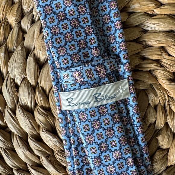Burma Bibas 100% Silk Tie Blue Pink‎ Gold Geometric Classic - Picture 4 of 5